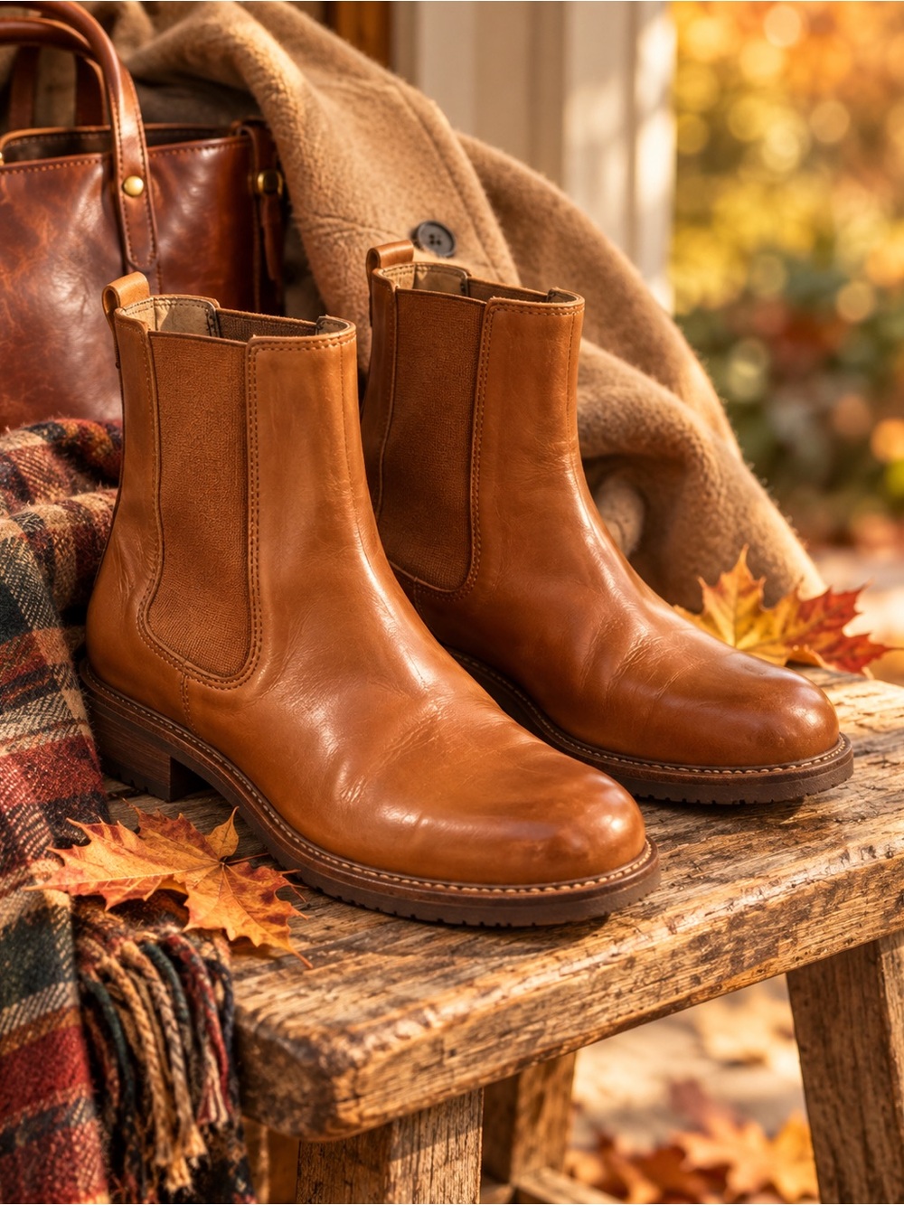 L.L.Bean Women’s Brown Leather Chelsea Boots Size 7M Pull-On Ankle
